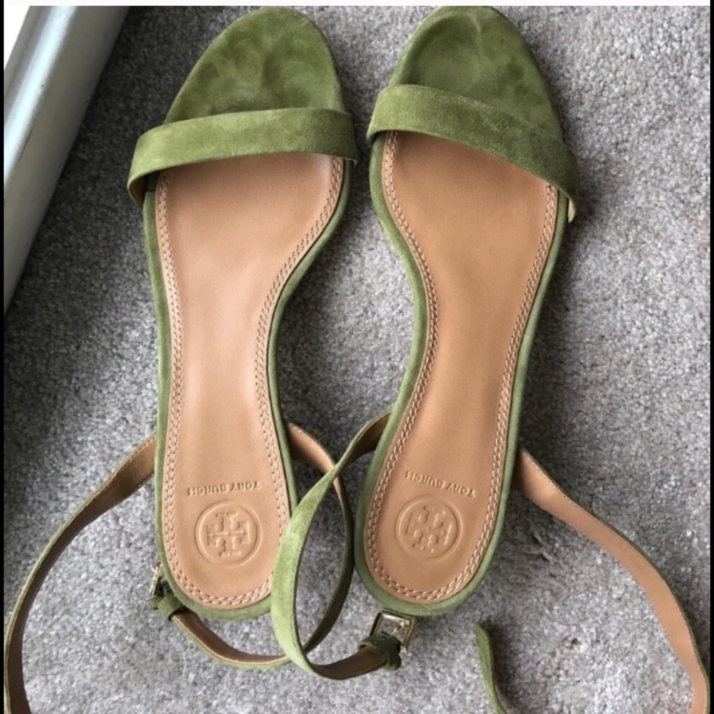 Tory Burch Olive Green Suede Sandals